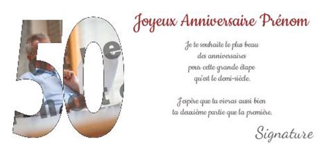 Carte Joyeux Anniversaire 50 Ans Blanc avec photo à imprimer (carte 1345)