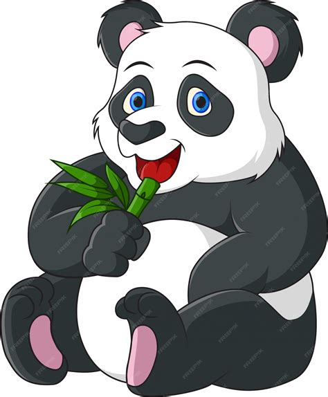 Cartoon Pandas Eating Bamboo