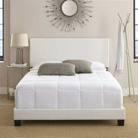 Premier Sutton Upholstered Faux Leather Platform Bed Frame, Twin, White - Walmart.com - Walmart.com