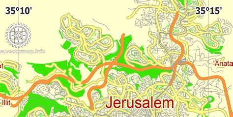 Jerusalem Vector Map, Israel, Free printable SVG map in English