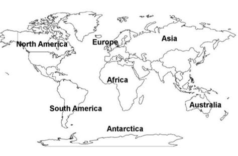 World Continents Map: Free Printable Picture