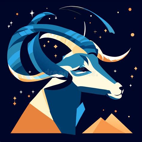 Goat Zodiac Sign. Cartoon Illustration of a Goat in the Starry Sky Stock Image - Image of wall ...