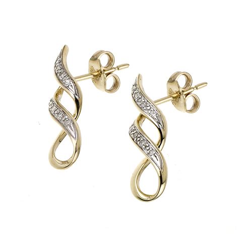 Ernest Jones - 9ct yellow gold diamond twist earrings - Special Savings ...