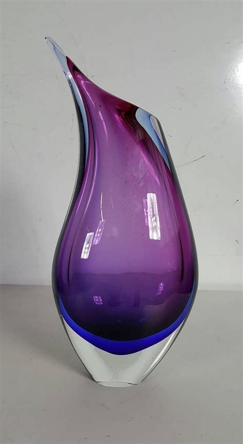 Large Blue and Violet Sommerso Modernist Freeform Vase by Seguso | Hand blown glass art, Blown ...