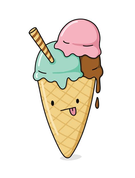 ilustración de helado de dibujos animados divertidos. lindo postre vectorial de verano. 7491350 ...