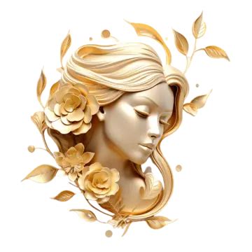 Golden Floral Beauty Girl Logo, Valentines Day, Chinese, Transparent ...