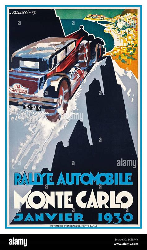 Vintage Monte Carlo Rally 1930 poster 'RALLYE AUTOMOBILE MONTE CARLO ...