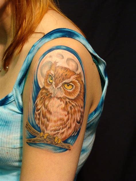 owl in the full moon tattoo | Tatts | Pinterest