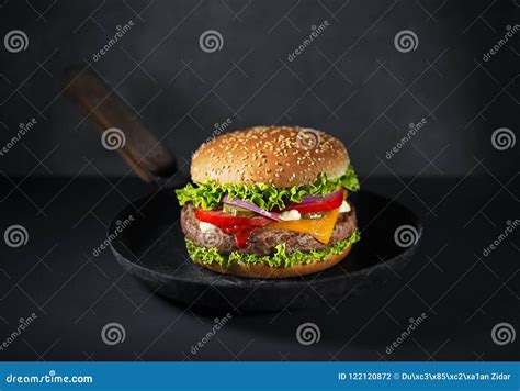 Burger with Beef and Cheese Stock Photo - Image of juicy, hamburger ...