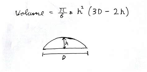 geometry - Is the volume of this half-pipe really given by the formula $\frac\pi6h^2(3D-2h ...