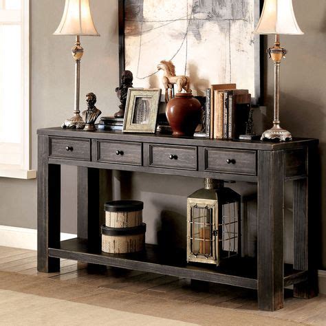 Furniture of America Cosbin Bold Antique Black 4-drawer Sofa Table (Antique Black) | Muebles de ...