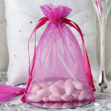 Efavormart 50PCS FUSHIA Organza Gift Bag Drawstring Pouch Wedding ...