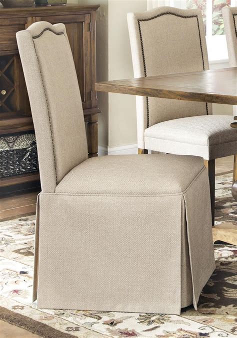 Tan Fabric Upholstered Parsons Dining Chair With Skirt Set Of 2 Coaster 103713 | Slipcovers for ...