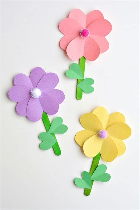 How to Make Construction Paper Flowers (From cut out heart shapes!)