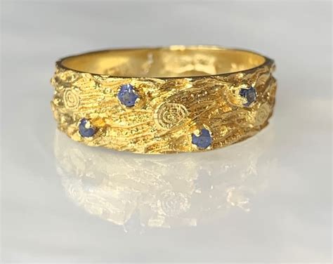 Vintage Gold Ring, Vintage Sapphire Ring, Vintage Sapphire Band ...