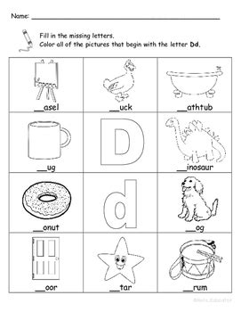 Letter Dd Words Practice Worksheet by Nola Educator | TpT