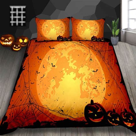 Halloween Decoration Bedding Set King Creative Pumpkin Cobweb Print ...