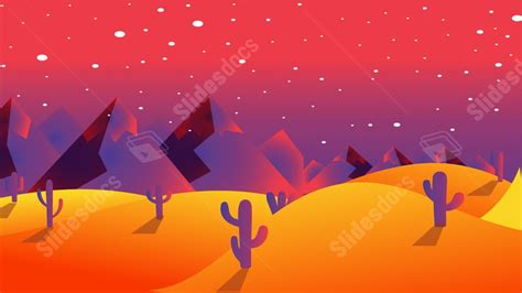 Gradient Sky Cactus Desert Beautiful Powerpoint Background For Free Download - Slidesdocs