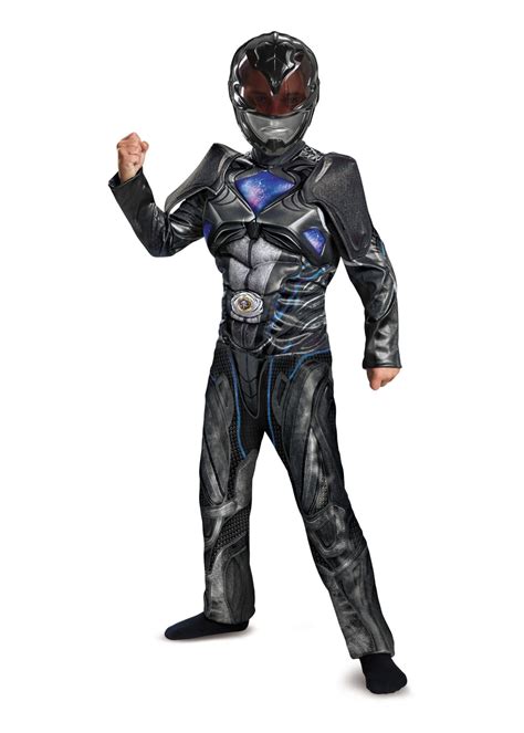 Power Rangers Movie Black Ranger Muscle Boys Costume - Superhero Costumes