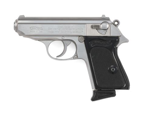 Lot - * WALTHER MODEL PPK SEMI-AUTO PISTOL 9mm, Serial #A006646. Stainless steel finish. Walther ...