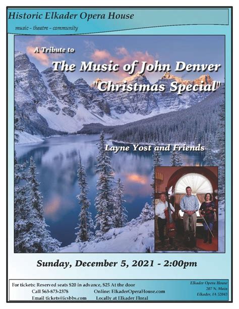 A Tribute to the Music of John Denver – Christmas Special – Elkader ...