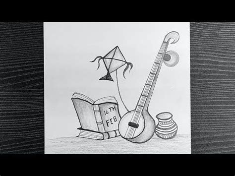 Saraswati Veena Drawing || How To Draw Saraswati Veena || Basant ...