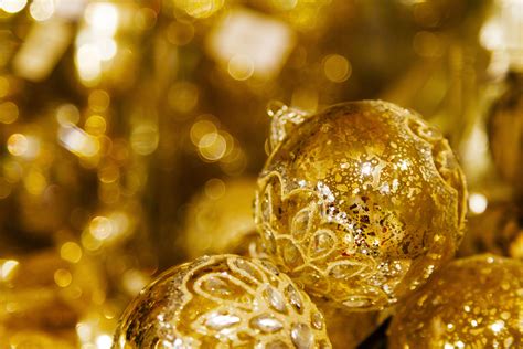 Golden Christmas Balls Free Stock Photo - Public Domain Pictures
