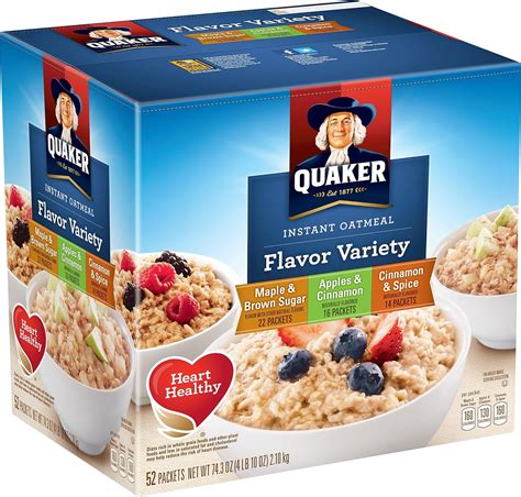 Quaker Instant Oatmeal Flavor Variety 52 Individual Sachet Box 2.10kg ...