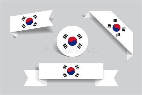 South Korean Flag Stickers and Labels. Vector Illustration. Stock Vector - Illustration of ...