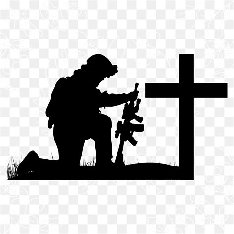 Kneeling Soldier Png Fallen Soldier Battle Cross Silhouette PNG Image ...