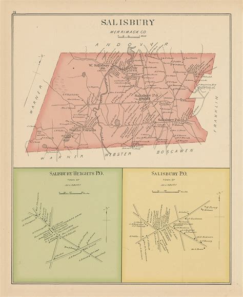 SALISBURY, New Hampshire 1892 Map,