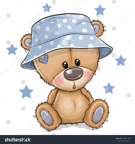 Cute Cartoon Teddy Bear Panama Hat Stock Vector (Royalty Free ...