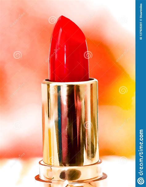 Red Lipstick Makeup Showing Beauty Products and Cosmetics Stock Image ...