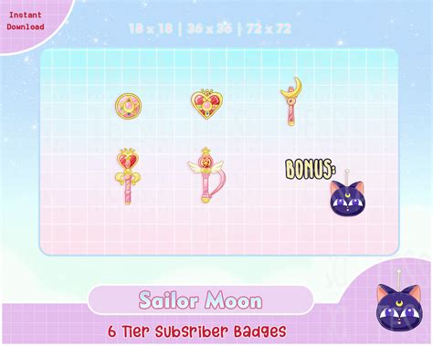 Sailor Moon Twitch Badges Cute Twitch Sub Badge Twitch Sub - Etsy