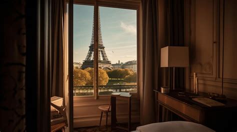 Premium AI Image | Arafed view of the eiffel tower from a hotel room ...