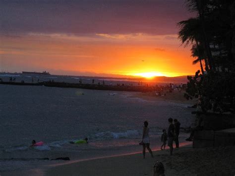 Waikiki Beach - A Beautiful Sunset on the Famous Waikiki Beach