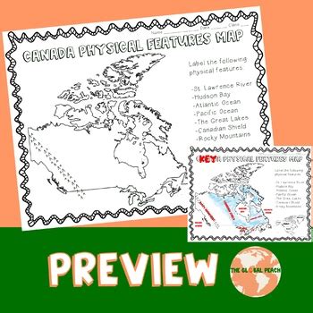 Blank Canada Physical Features Map by The Global Peach | TPT