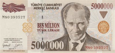 5 Million Turkish Lira Note|World Banknotes & Coins Pictures | Old Money, Foreign Currency Notes ...