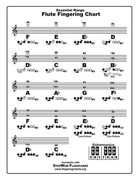 Flute Fingering Chart and Flashcards | Flute fingering chart, Trumpet fingering chart, Flute