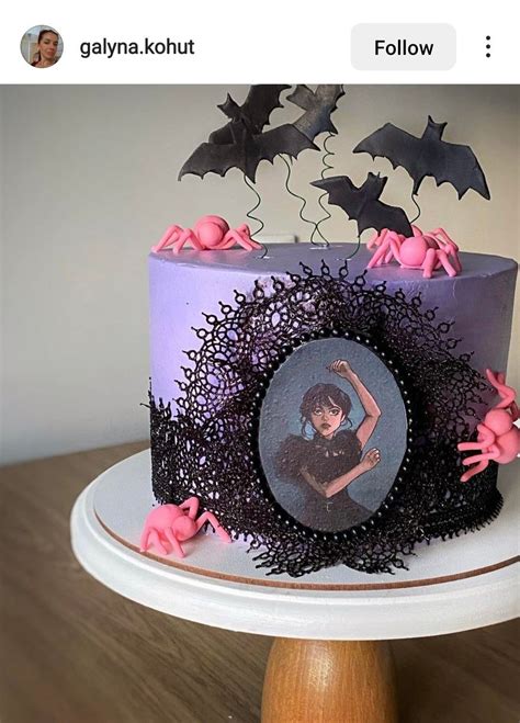 Wednesday Addams Themed Cake Purple Pink Black Birthday Cake Girls, 11th Birthday, Layer Cake ...