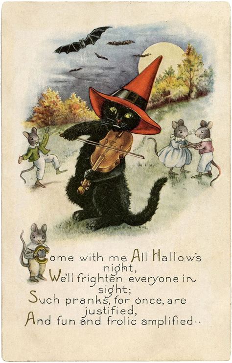 Cute Black Cat Digital Freebie | Vintage halloween cards, Vintage halloween images, Halloween ...