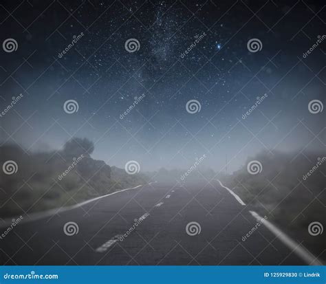 Starry Night Sky Above the Road. Stock Photo - Image of view, outdoor: 125929830