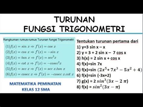 Contoh Turunan Fungsi Trigonometri – Ilmu