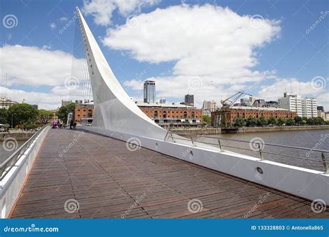 Panorama Of Puerto Madero From The Bridge Over The River Darsena Sur In ...