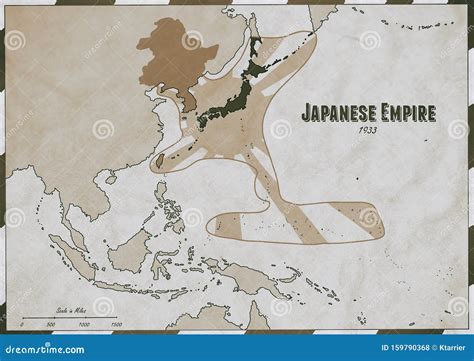 Hand Drawn Map Of Japanese Empire In 1933 Stock Photo | CartoonDealer ...