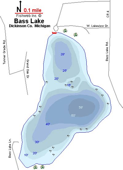 Bass Lake Map Dickinson County Michigan Fishing Michigan Interactive™