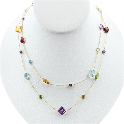 14K Gold Multi-Shaped Gemstone Necklace by amazinite on Etsy