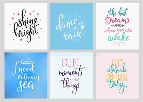 Lettering Postcard Quotes Set Stock Illustration - Illustration of album, phrases: 70137871