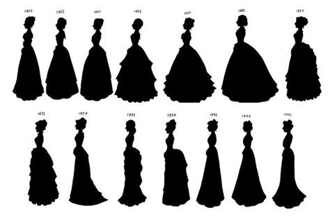 historical fashion silhouettes and their dates of popularity | Costumes sketches | Trajes de ...