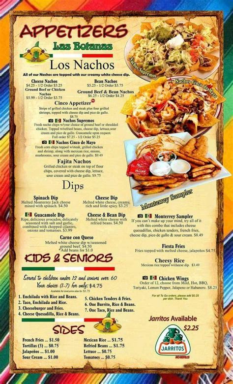 Menu at Monterrey Mexican Restaurant, Cherokee